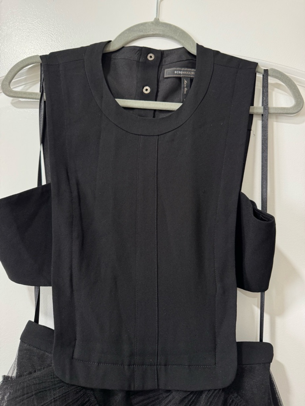 BCBGMaxAzria Black Oly Tiered Ruffle Tulle Evening Gown - Picture 4 of 10